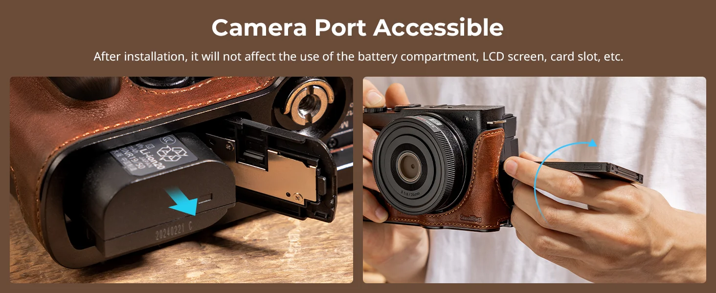 S9 Leather Half Case, Camera Leather Case for Panasonic LUMIX S9 Built-in Wooden
