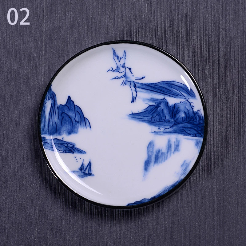 Description Picture 4 of item1PC Blue and White Ceramic Tea Cup Mat Porcelain Teacup Pad Chinese Style Coaster Insulating Mat Tray