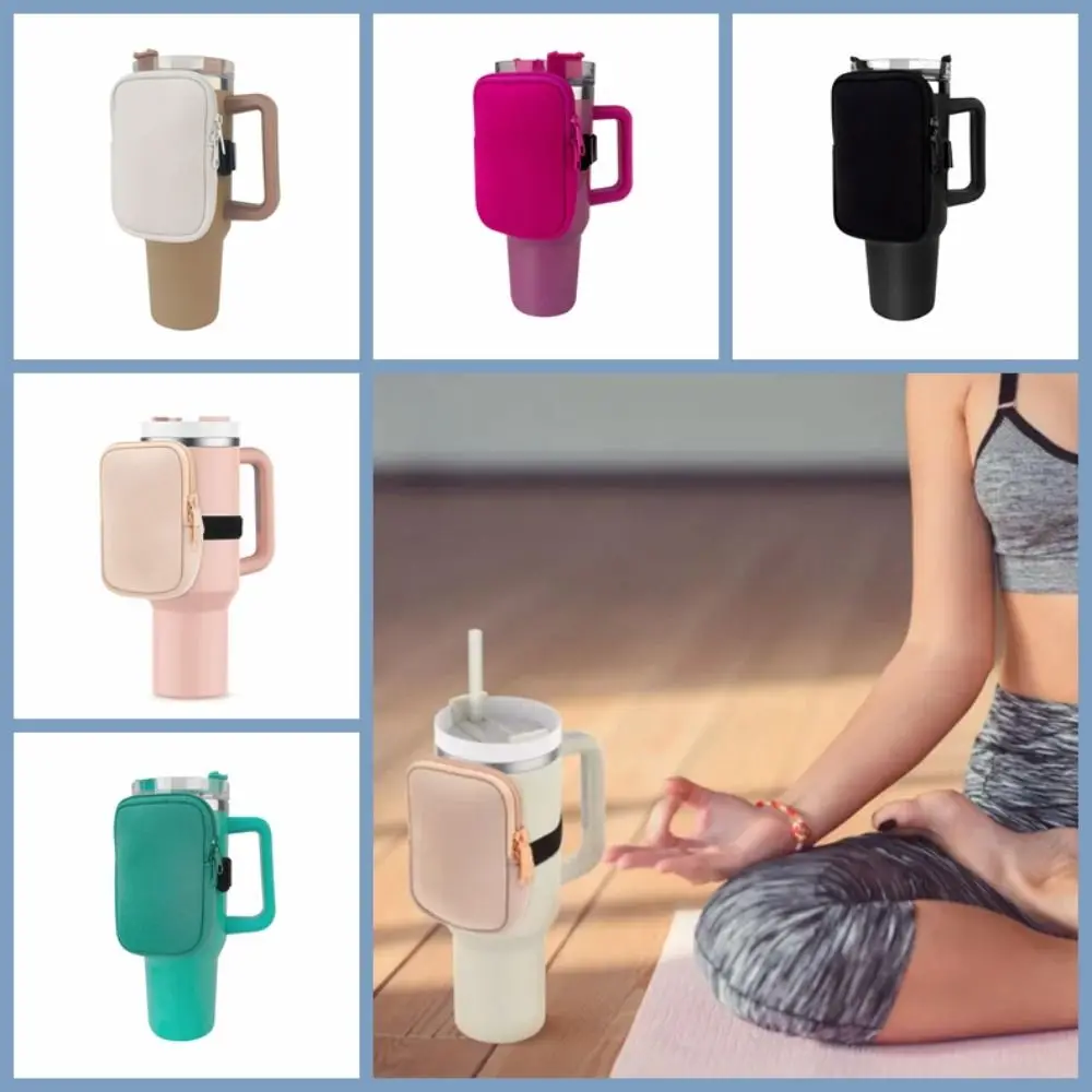 

with Adjustable Strap Water Bottle Pouch Neoprene Solid Color Storage Sleeve Coin Purse