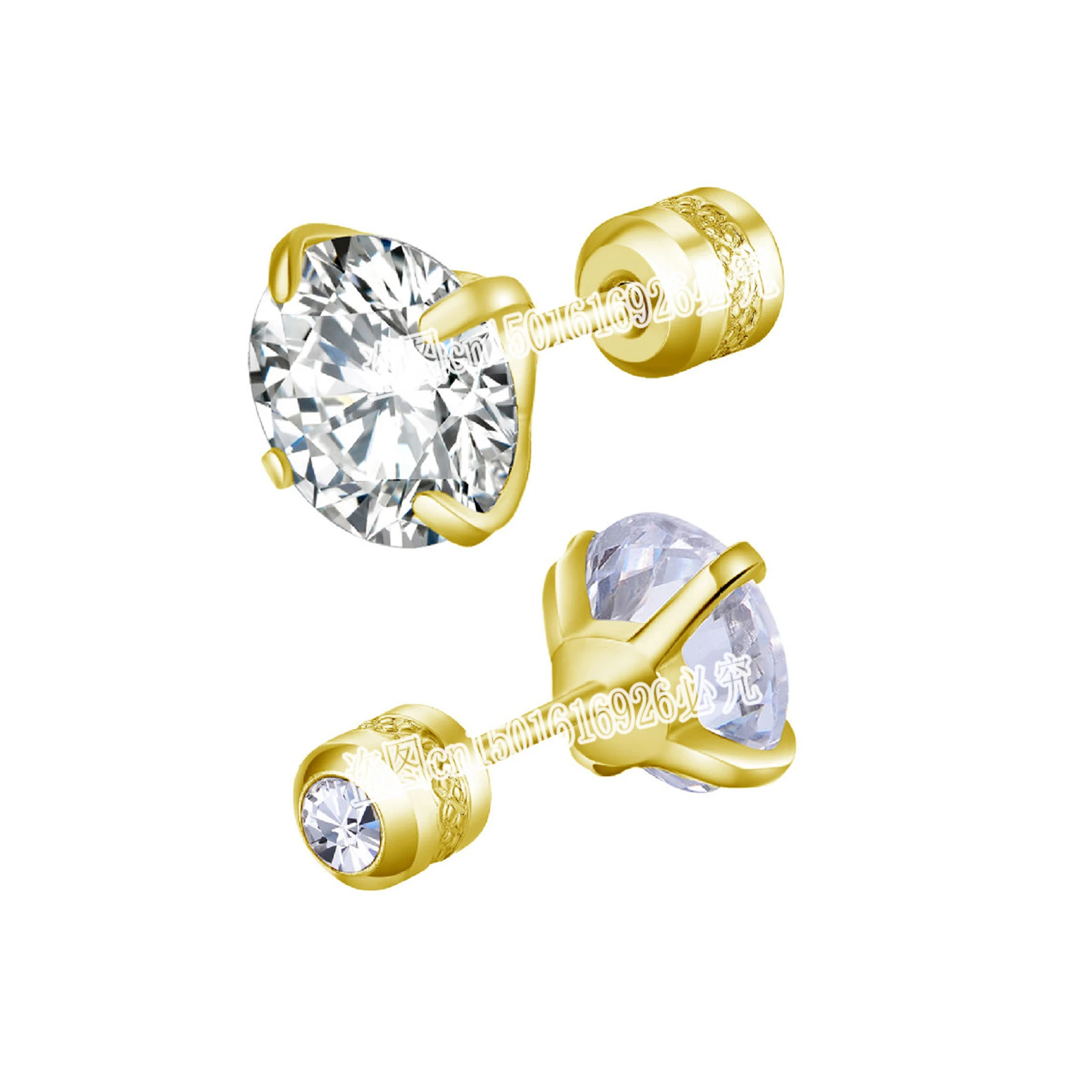 Elegant Titanium Steel Stud Earrings for All Genders with CZ Zircon in Four Stunning Colors