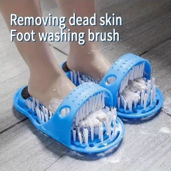 2Pc Shower Foot Cleaner Scrubber Massager Shoe Bathroom Bathing Foot Wash Brush Foot Rasps Remova Dead Skin Exfoliating Slippers 1