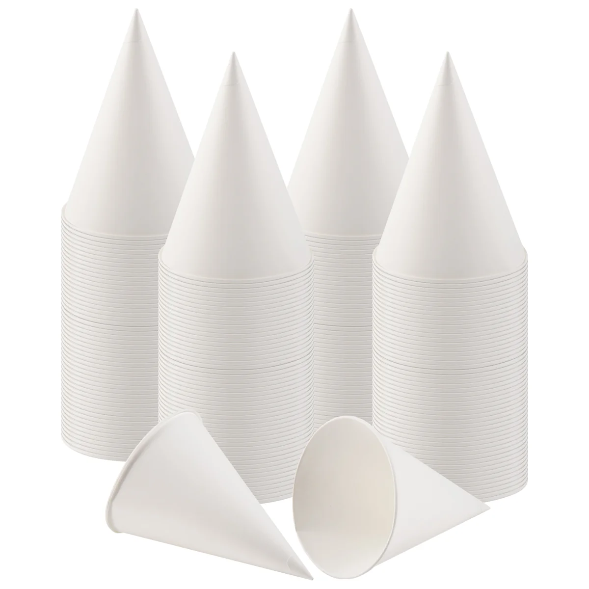 White Paper Cone Cups, Snow Cone Cups,Coated Leakproof Paper Cups for , Shaved Ice, Water 200Pcs