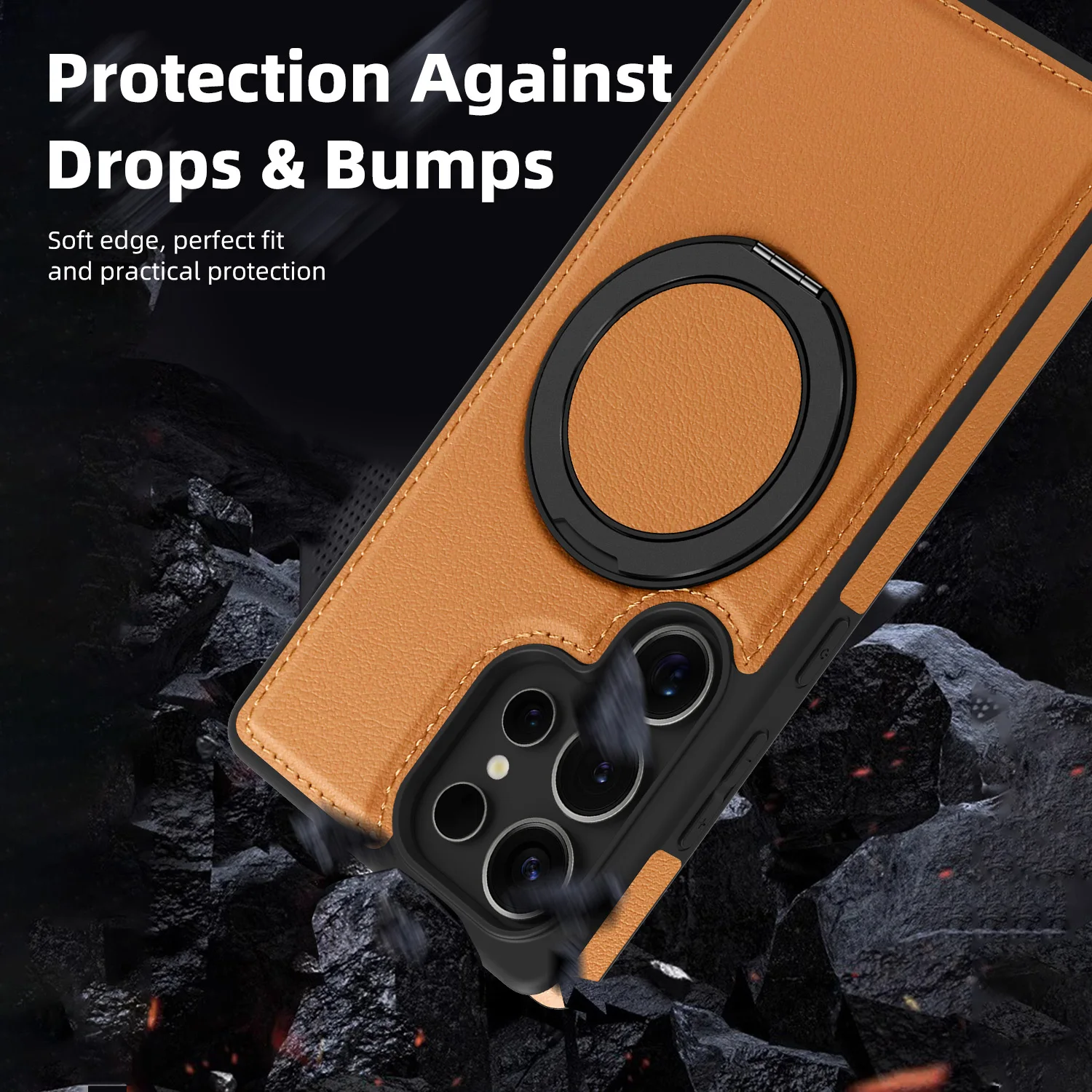 360° Rotating Magnetic PU Leather Shockproof Case with Bracket