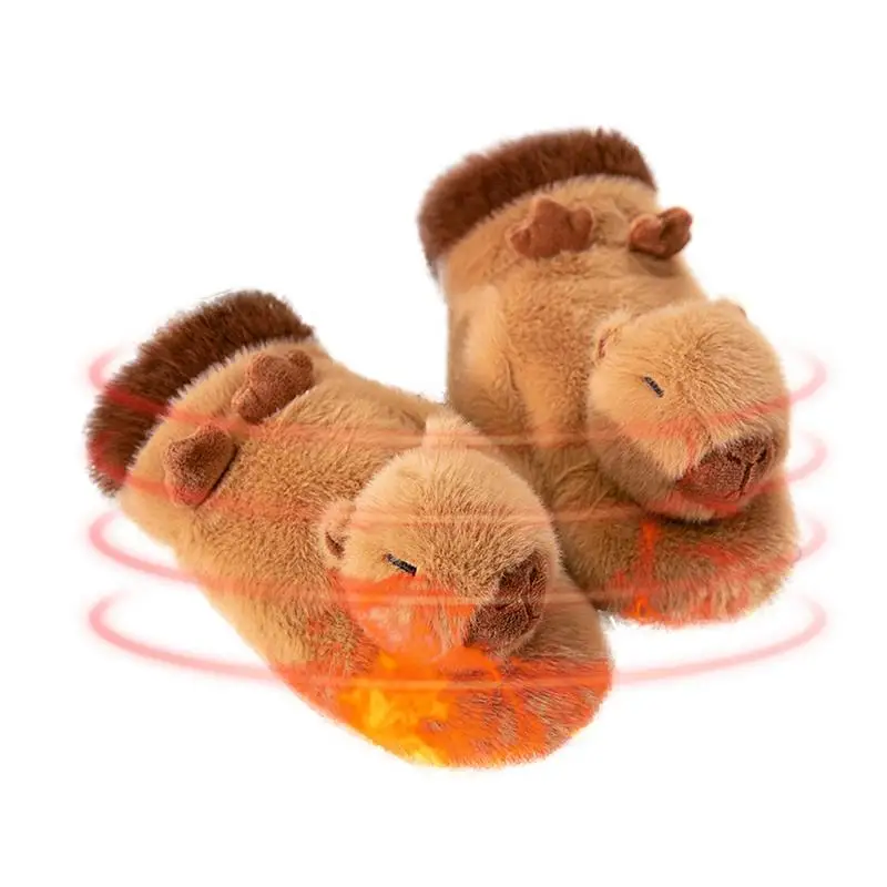 

Capybara Warm Gloves Winter Fluffy Plush Women Gloves Cute Animal Snowmobile Mittens Thermal Thick Windproof Warm Accessories