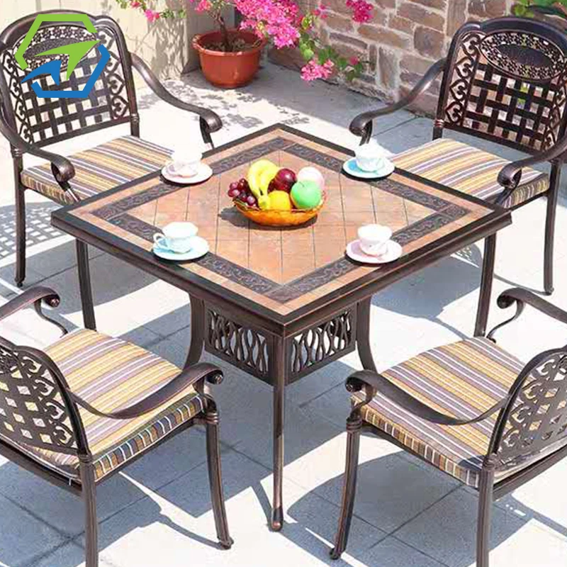 Good price outdoor patio cast aluminum furniture all weather dining die-cast garden sets coffee chair aluminum chair