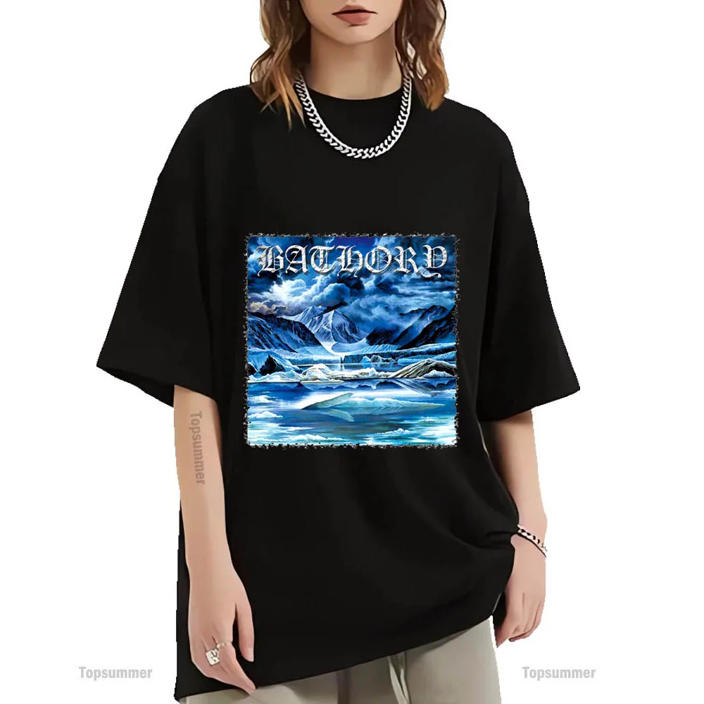 

Nordland II Album T Shirt Bathory Tour T-Shirt Female Vintage Harajuku Oversized Tee Shirt Male Black Tee Shirts