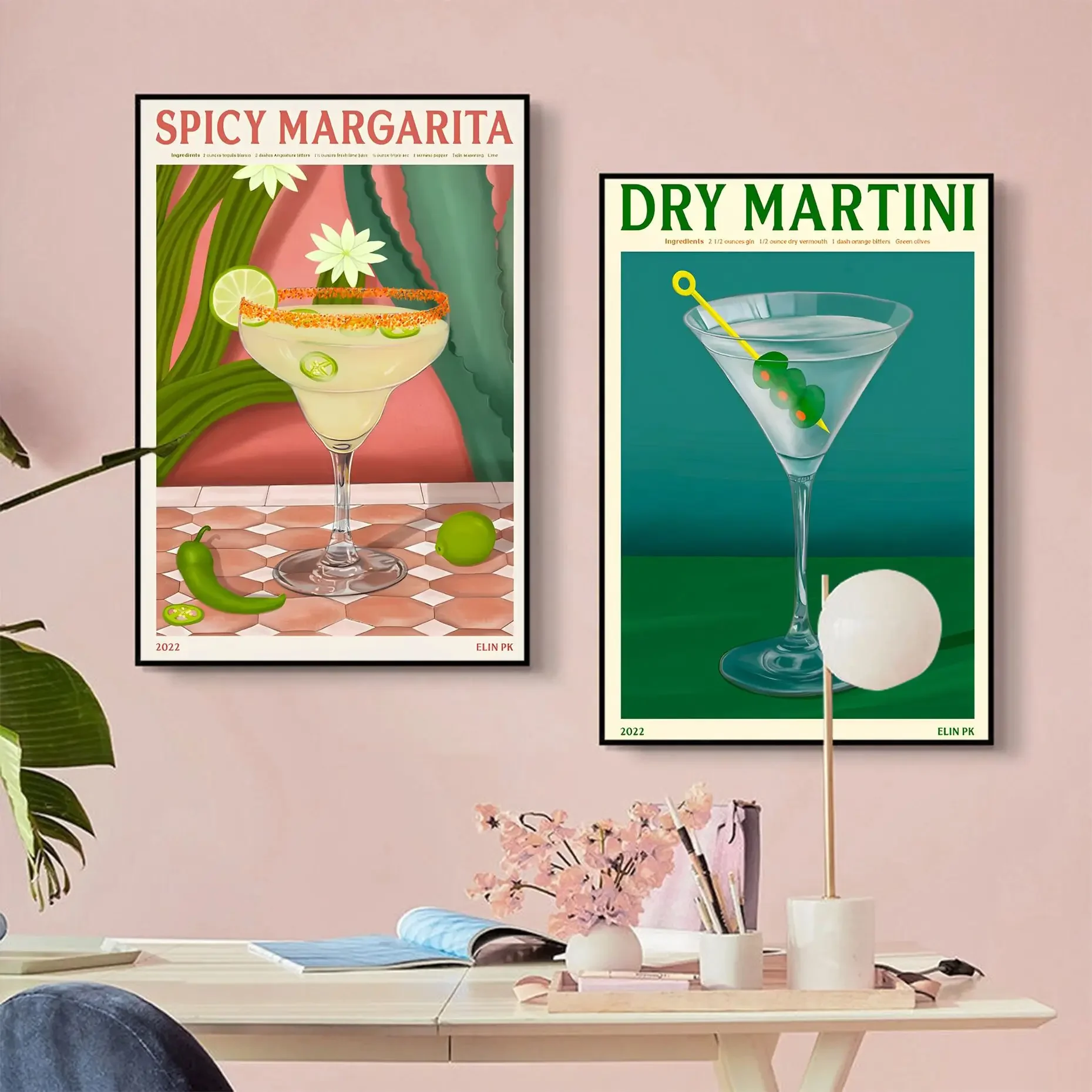 Cartoon Fruit Juice Mojito Aperol Spritz Poster Vintage Sticky Hd Quality Poster Wall Art Painting Studio Poster Adesivi Murali