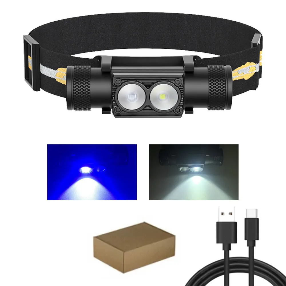 ตัวเลือกสินค้า ไฟฉาย LED สีขาวฟ้า 18650 ชาร์จได้ ไฟหน้าสูง ใช้ล่าสัตว์ได้