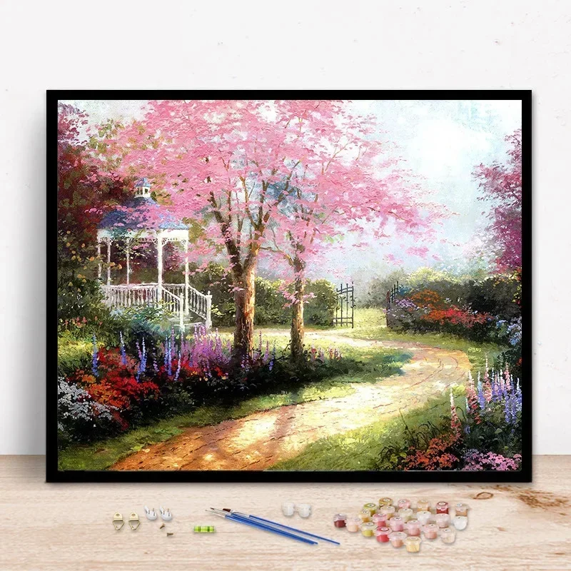 

21508-WJ- Diy landscape figures and animals hand-painted digital oil painting set