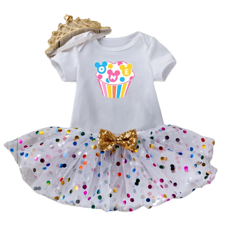 

Z944 Cross-border Newborn Baby Clothing Baby Full Moon Birthday Suit Short Sleeve Clothes Tutu Skirt Suit