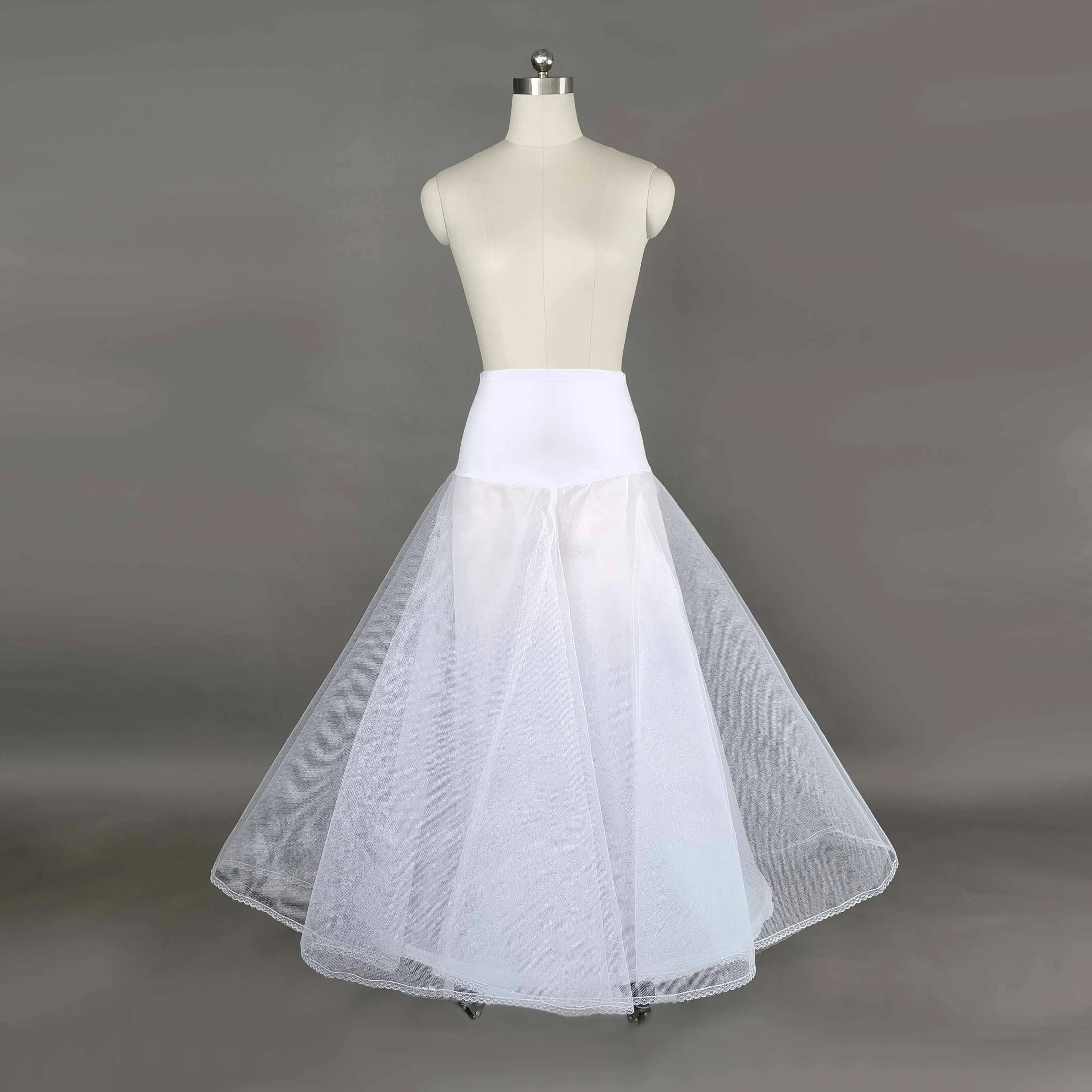 A Line 1-Hoop Petticoat 2 Layers 1 Lining Bridal Full Length Ball Gown Slips Tulle Wedding Dresses Accessorie Underskirt