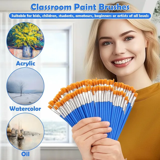 20-200 pezzi set di pennelli per pittura pennello per capelli in nylon piatto rotondo artistico per acquerello acrilico ad olio per bambini/artisti/ principianti/studenti 4