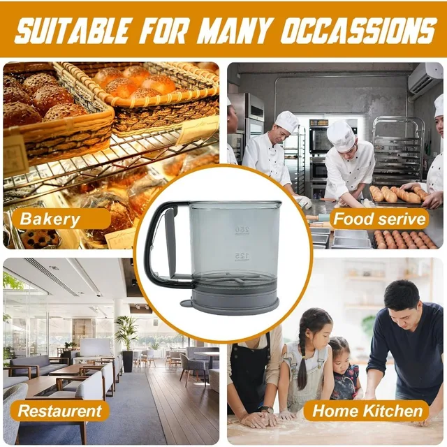 One-Hand Flour Sifter with Tray 4
