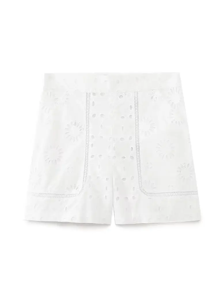 

XEASY 2023 NEW Summer Women Solid Color Pockets Decoration Casual Vintage Sweet Loose Shorts