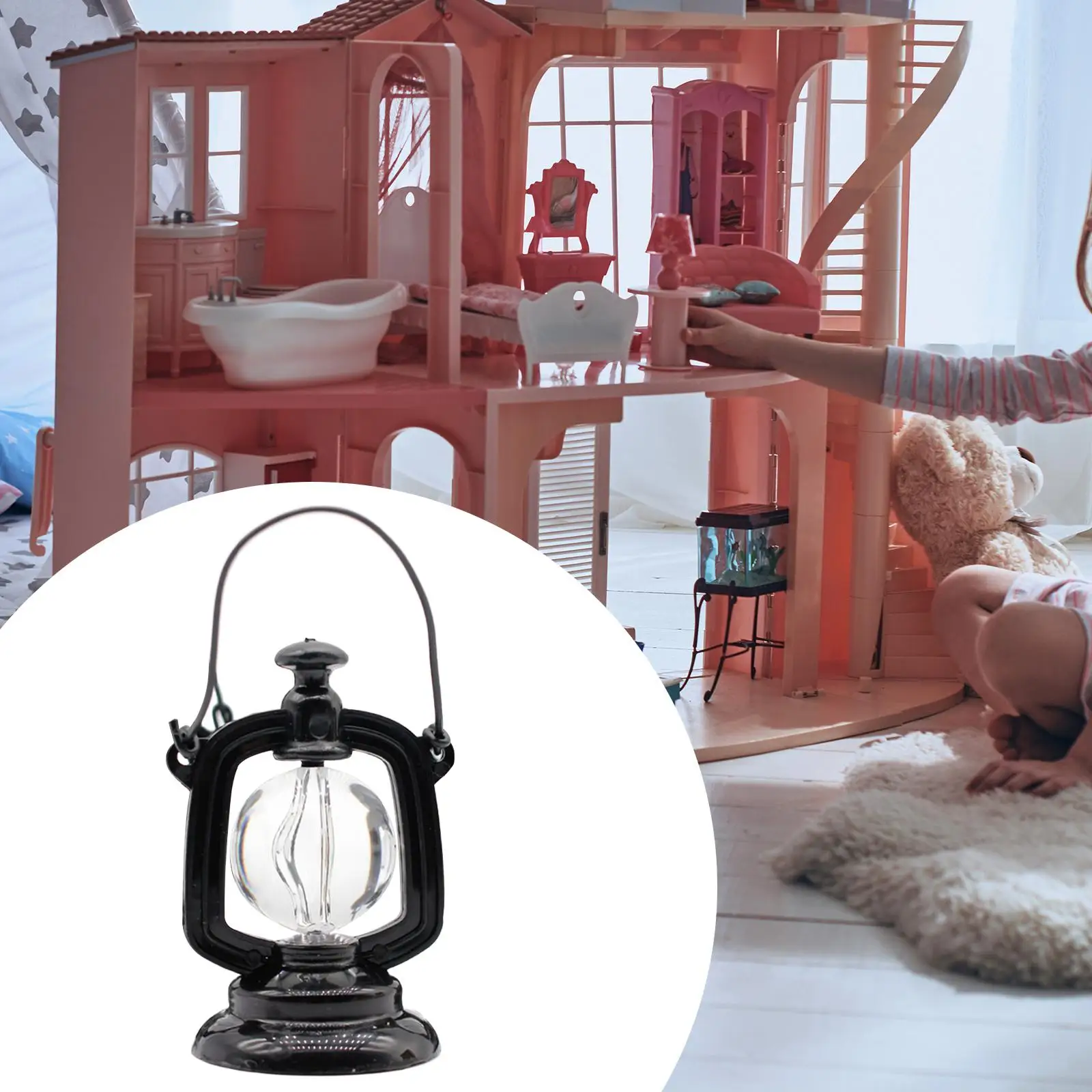 

1:12 Dollhouse Desktop Oil Lamp Accessories for Dolls Room Scene Living Room