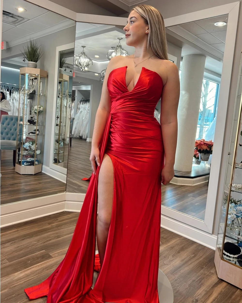 Jiayigong Sparkle Exquisite  Prom Satin Quinceanera Sheath Strapless Bespoke Occasion  Floor Length