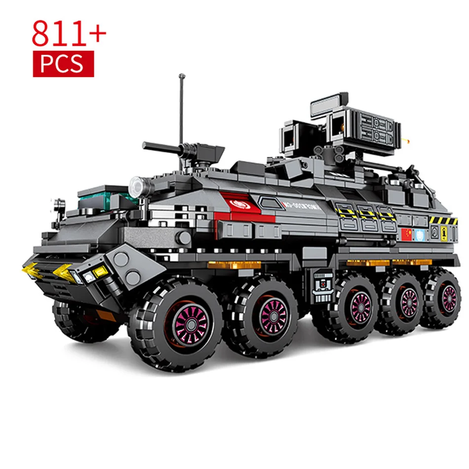 

HUIQIBAO городской фильм бродячая земля колесики строительные блоки Военный танк солдат фигурки Кирпичи игрушки для детей