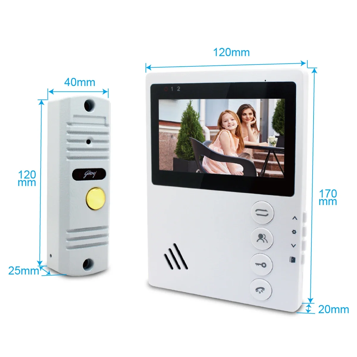 4.3 Inch Metal Doorbell Video Intercom for Home Apartment with IP65 Waterproof N