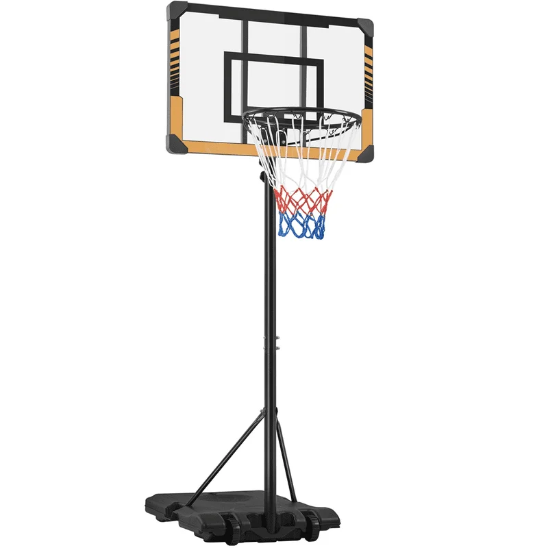 

Easyfashion 7.4′-8.4′ Height Adjustment Portable Basketball Hoop for Indoors/Outdoors, Brown
