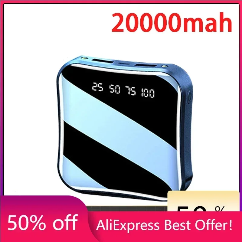 

20000mAh Mini Power Bank 2USB LED Display Portable External Battery Charger Powerbank High-capacity Mobile Power Banks for Phone