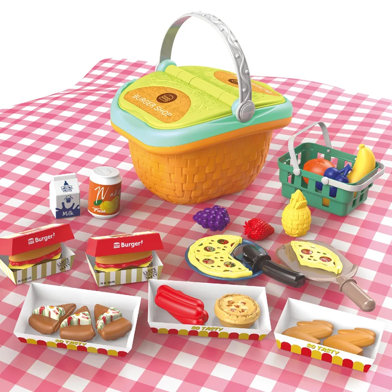 Kids Kitchen Playset With Musics&Lights Color Changing Play Foods Pretend Play  Oven Portable Pinic Basket Toys For Boys Girls - AliExpress