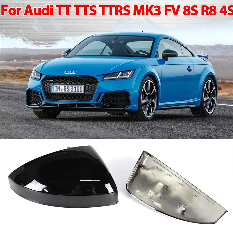 

Carbon Fiber Black Side Wing Rearview Mirror Cover Cap For Audi TT TTS RS TTRS MK3 8S 15-23 R8 2016-23 Replacement