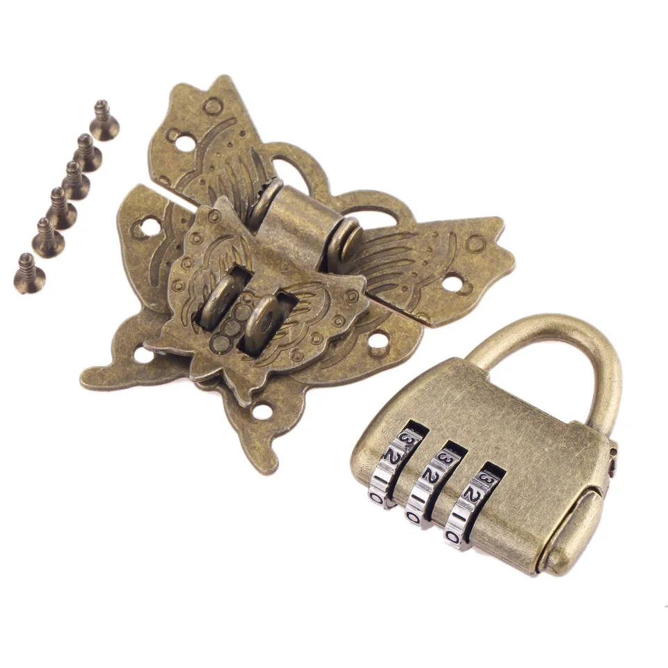 Cadeado Vintage Borboleta Lovelysp - Antigo Caixa Joias Madeira