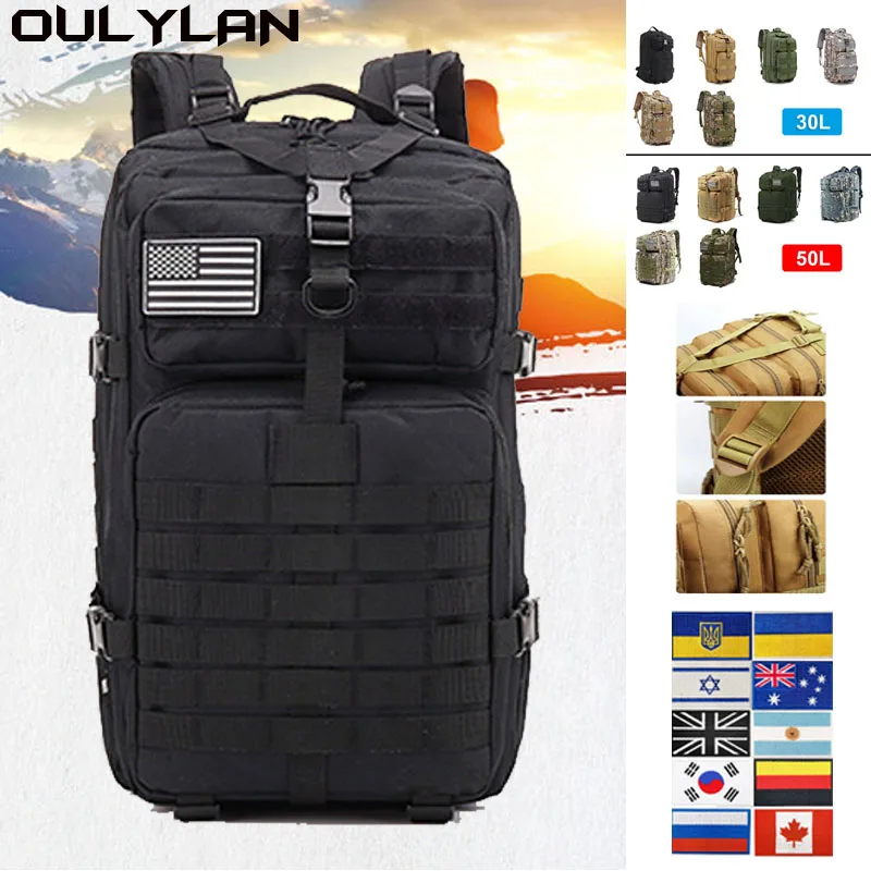 

30L/50L Hiking Rucksack Luggage School Bag Nylon Pack Army Tactical Backpack 900D Nylon Hunting Bag Waterproof Travel Rucksack