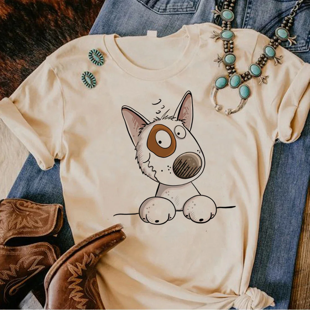 

Bull Terrier top women graphic streetwear anime t-shirts female funny harajuku comic clothes