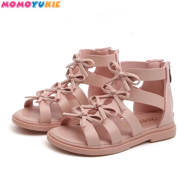 Summer Children Sandals Girl Genuine Leather High help Hollow Out Wrap Toe Fashion Kids Girls Sandals 21 37