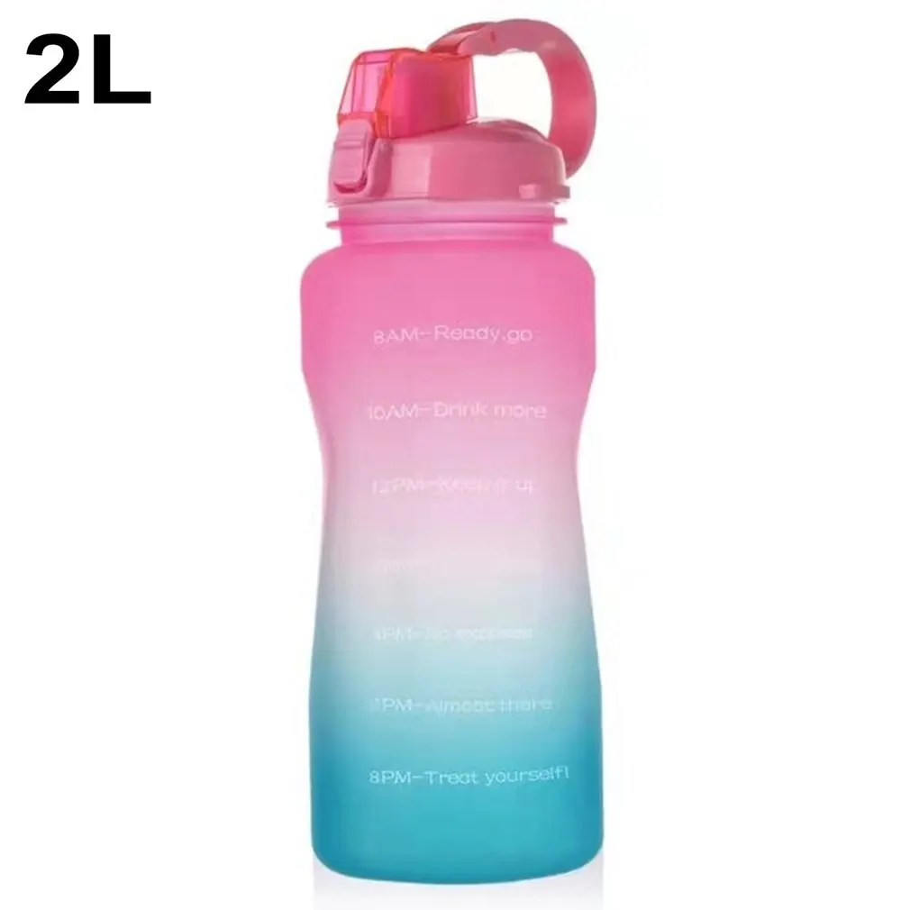 

Water Bottle 2L 3.8L Tritan Gallon Water Bottle Flip-Flop Motivational with Time Marker BPA Free Large Capacity Leakproof No Str