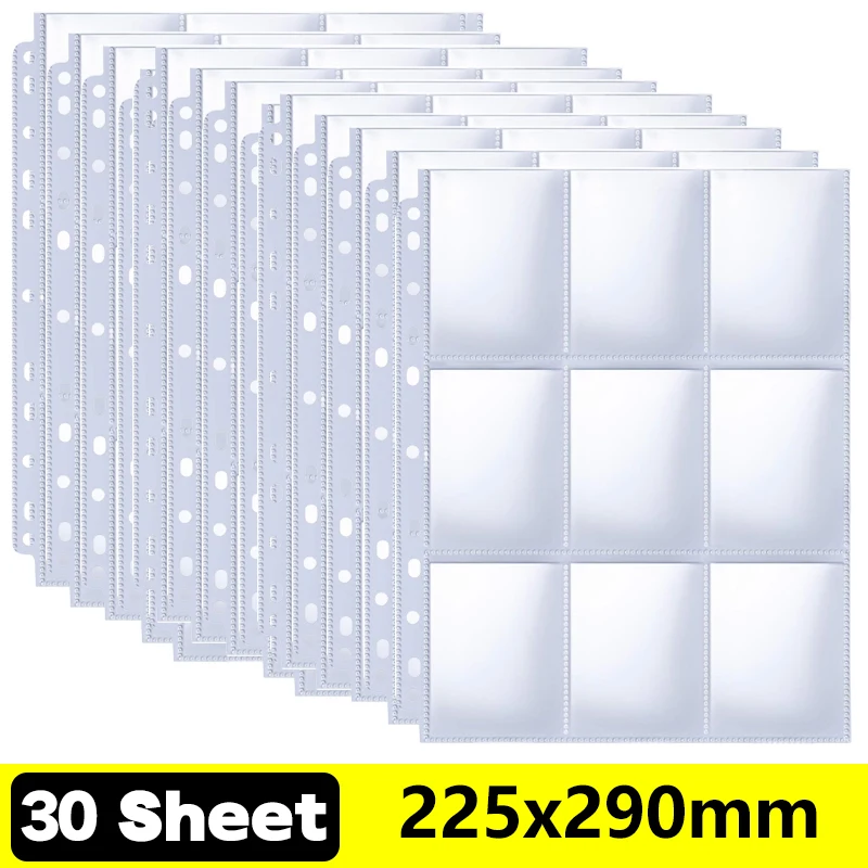 A4 Size 9-Pocket Double-Sided Trading Card Album Binder with Storage Sleeves