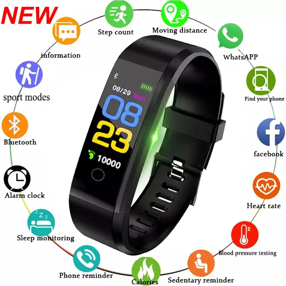 

115plus Smart Watch Men Women Fitness Tracker Sport Watch Waterproof Smartwatch Heart Rate Blood Pressure Monitor Smart Band