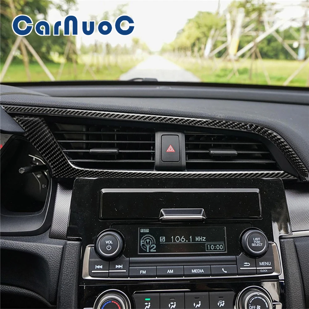 

Car Stickers For Honda Civic 10th Gen 2016-2019 Central Air Vent Surround Decorative Strips Carbon Fiber Interior Accessories