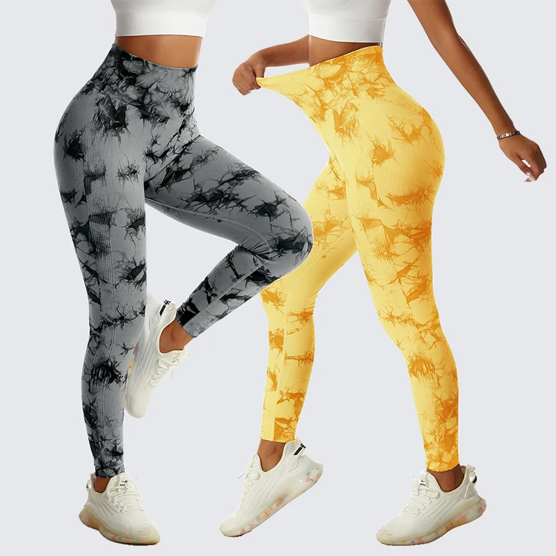 

Tie Dye Leggings Gym Yoga Pants Women Seamless High Waist Push Up Sport Fitness Leggins Marble Scrunch Butt Workout Booty Tights