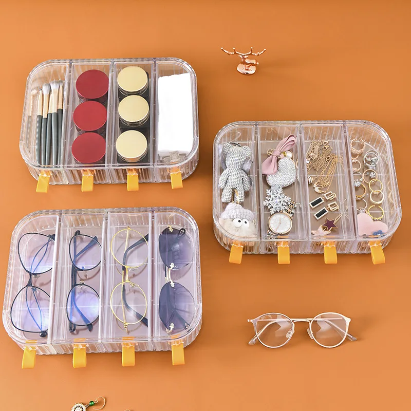 

4-grid Transparent Acrylic High-capacity Sunglasses Case Dust-proof Simple Storage Box