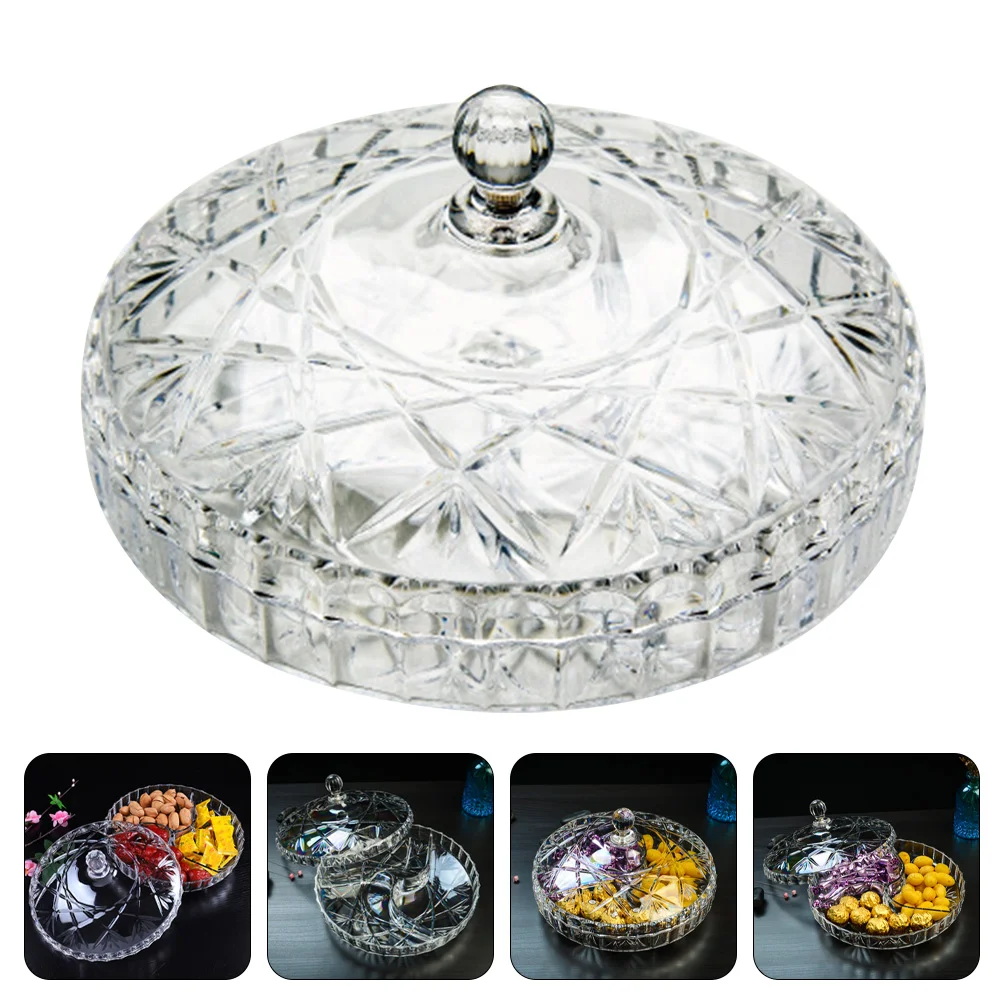 

3-Compartments Design Snack Storage Box Acrylic Nut Snack Case Lidded Box