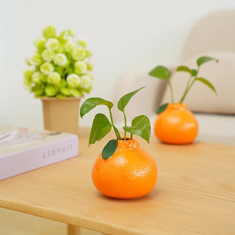 Orange Vase Ceramic Hydroponic Plant Utensils Living Room Office Ornaments Creative Flower Arrangement Small Vase 2