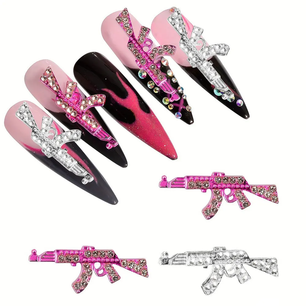 44PCS Alloy Gun Dollar Sign Star Nail Luxury Decor Gun Nail Charms Nail Art Rhinestone for Acrylic DIY Jewelry Nails Accessories 6