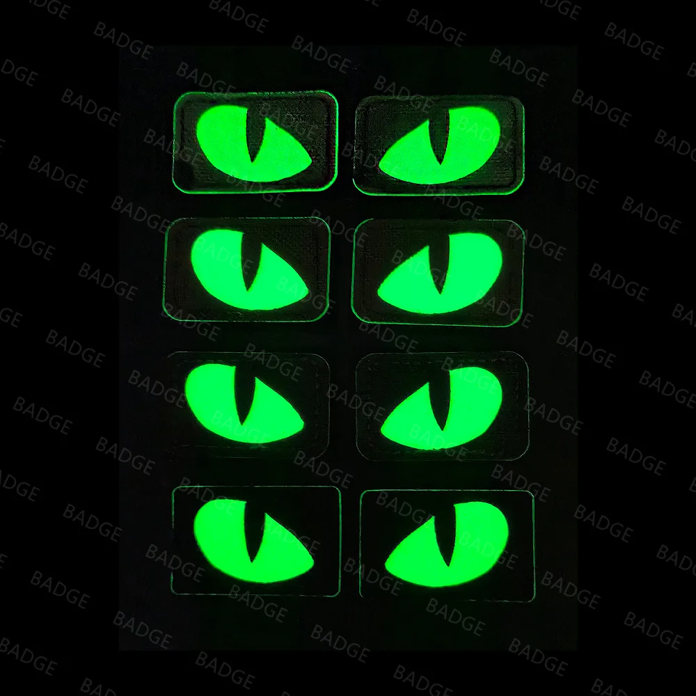 Animal Patches Glow in Dark Patches Cat Devil Eyes Tactical Patch Combat Hook Fasteners Ranger Motorcycle Biker Tags Operator Emblem