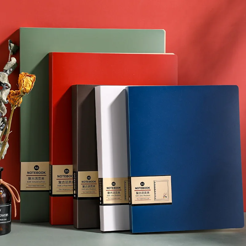 

Винтажная книга со свободными листами B5, горизонтальная сетка, простой блокнот A4A5 Cornell, блокнот со съемной пряжкой, kawaii, блокнот a5