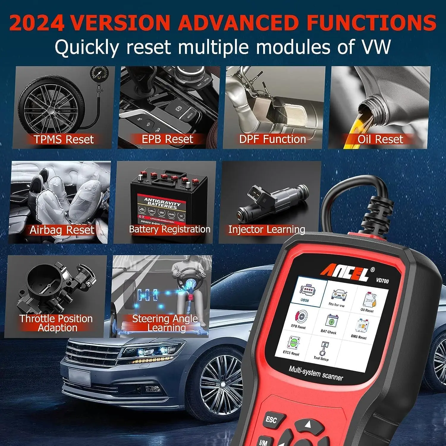 Car Fault Code Reader ANCEL VD700 OBD2 Scanner for VAG VW Audi
