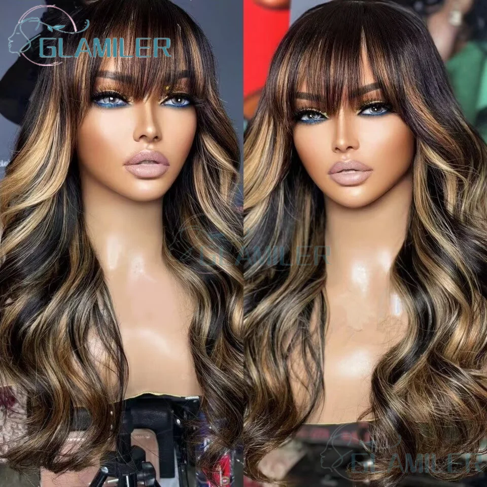 26'' Highlight Balayage Blonde Wave 5x5 Silk Base Closure Human Hair Wig HD Lace 200 Density Baby Hair Glueless Preplucked