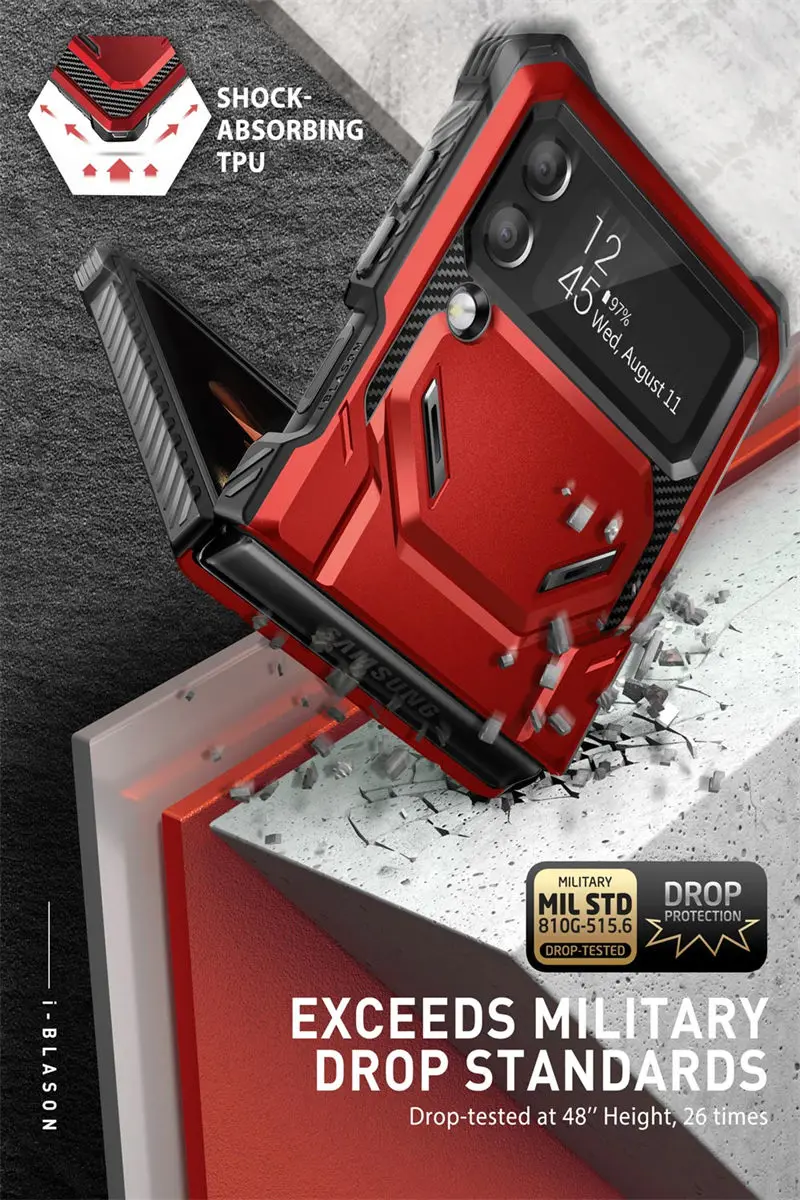 I-BLASON For Samsung Galaxy Z Flip 4 Case 2022 Armorbox Full Body Heavy Duty Shock Reduction Case with Built-in Screen Protector