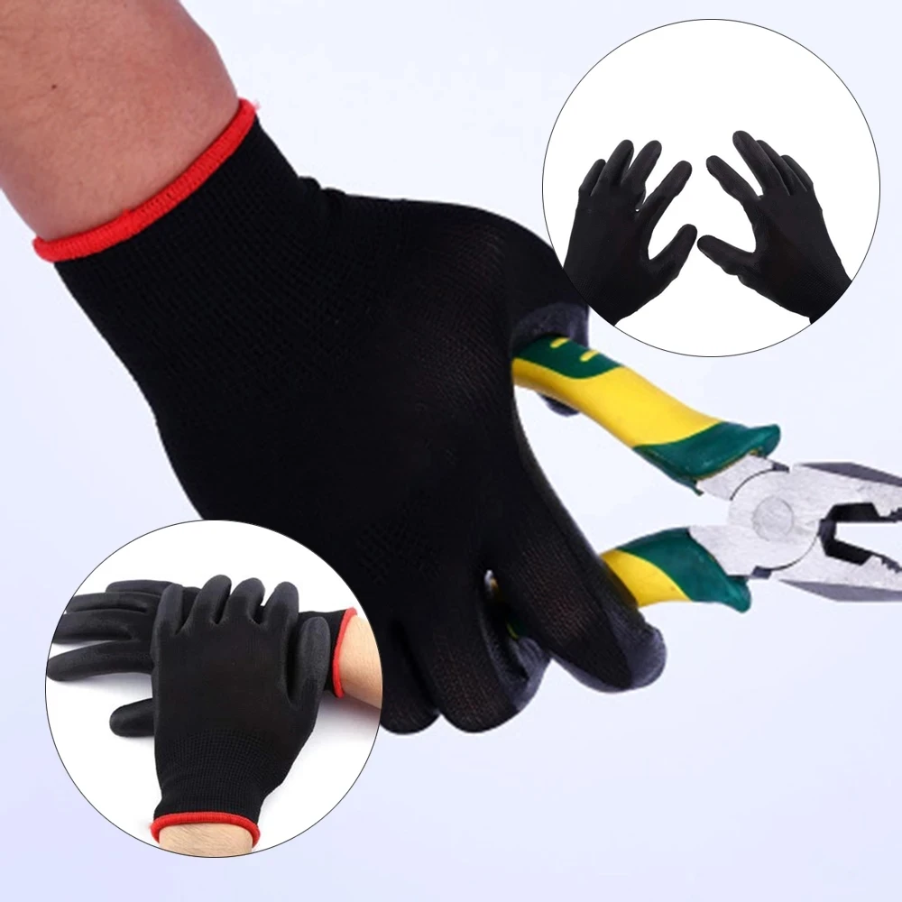 Nylon PU Gloves Safety Work Maintenance Gloves Palm Coated Carpenter Maintenance Worker Supplies 2-60 Pairs Work Gloves Protective Gloves