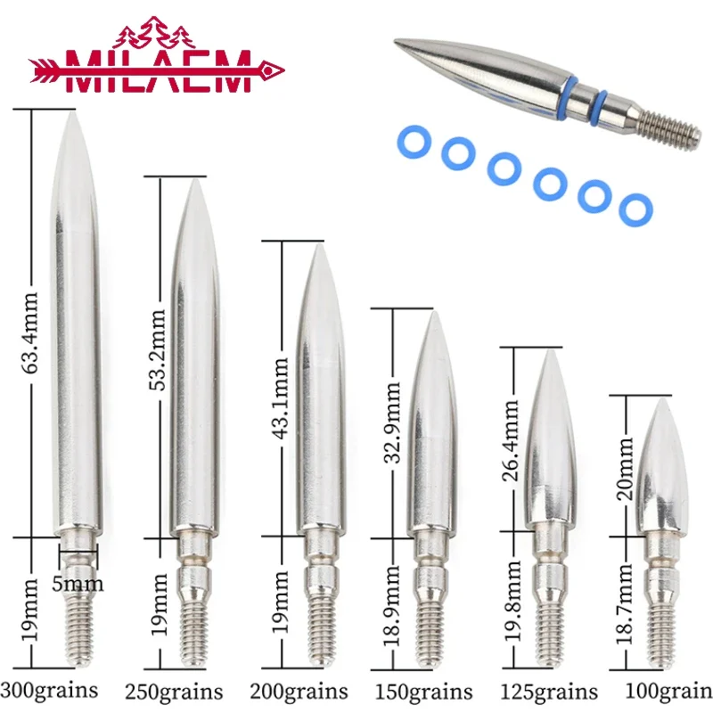 12pcs Archery Arrowhead with O Ring Rubber Washers Universal Thread