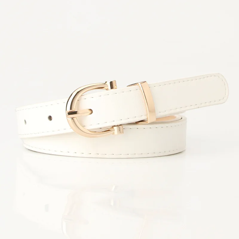 Luxury Women's PU Leather Belt with Metal Buckle - Designer Brand