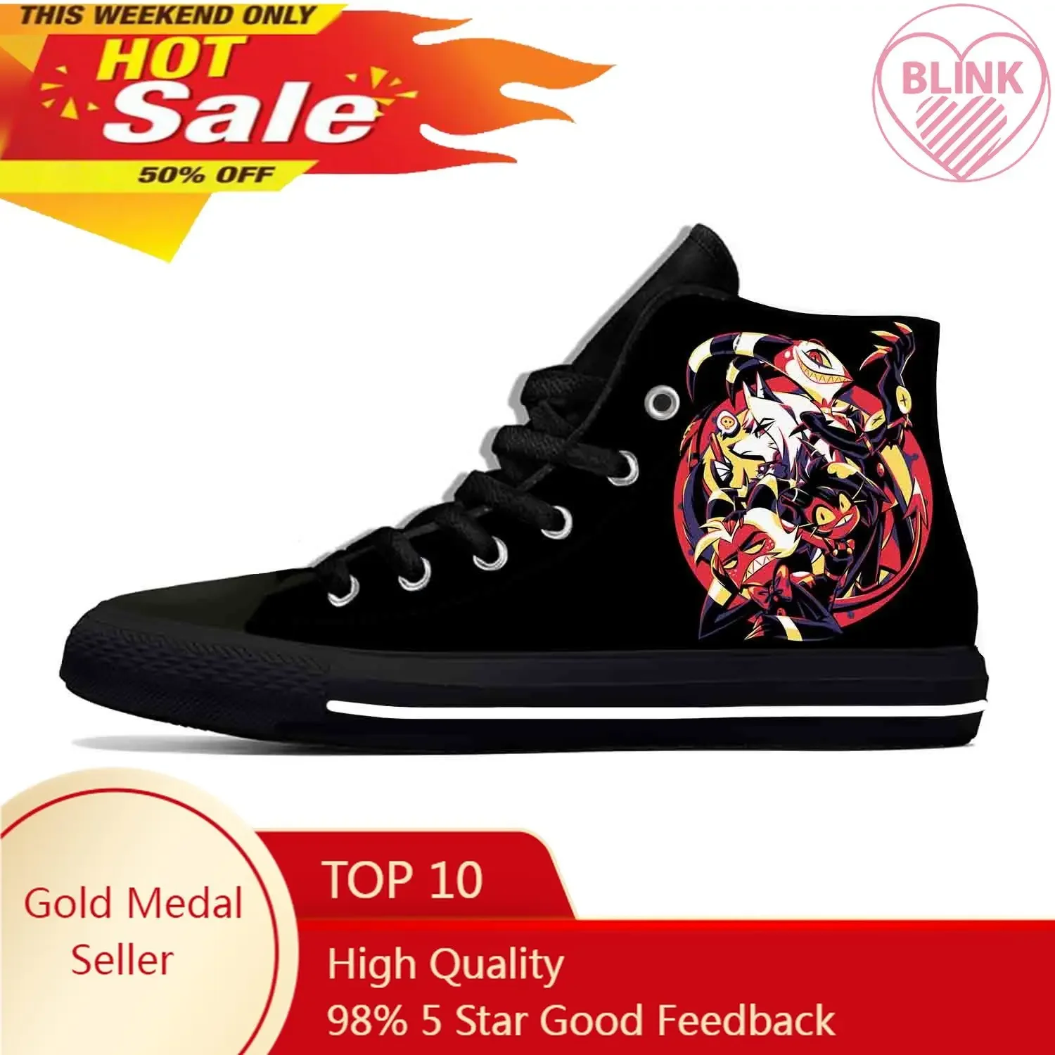 

Boss Anime Cartoon Manga Helluva Funny Casual Shoes High Top Summer Lightweight Hot Board Shoes Breathable Men Women Sneakers