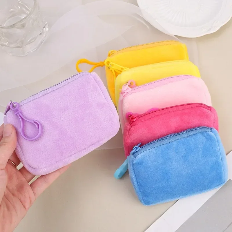 Coin Purse 6pcs Plush Women Mini Square Change Pouch Wallet Headphone Bag Key Holder Zero Wallet Box