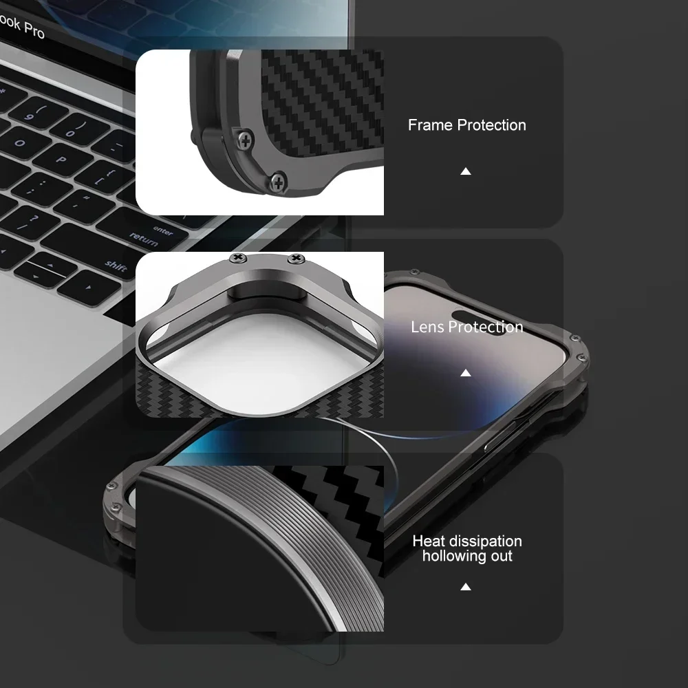 Premium Metal Bumper Carbon Fiber Case - Anti-Scratch & Shockproof Heavy Duty Cover